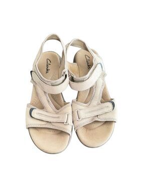 Clarks Saylie Jade Beige Leather Sport Sandals sz 8.5